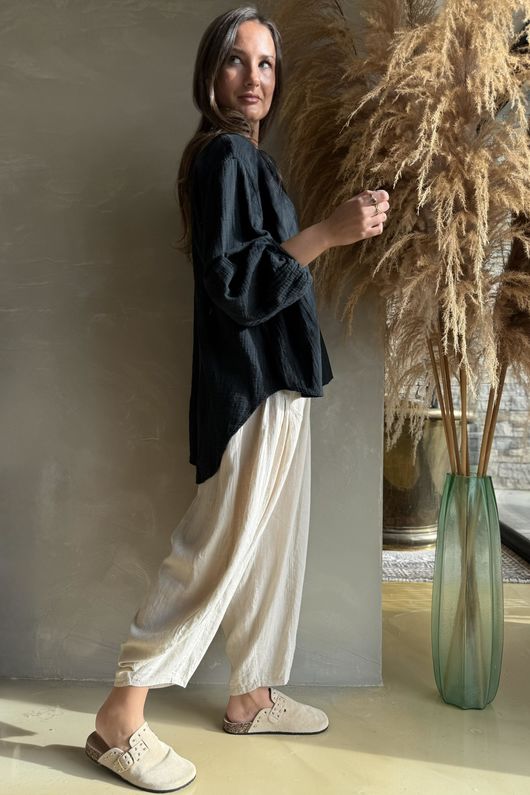 Laurie Cushion Cotton Blouse Black /12=